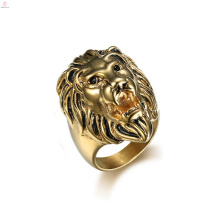 Statement Punk Rostfreier Tier Gold Löwenkopf Ring